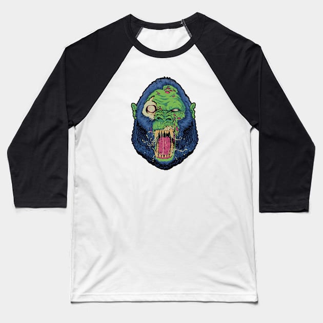 Awesome Zombie Gorilla Head Baseball T-Shirt by SLAG_Creative